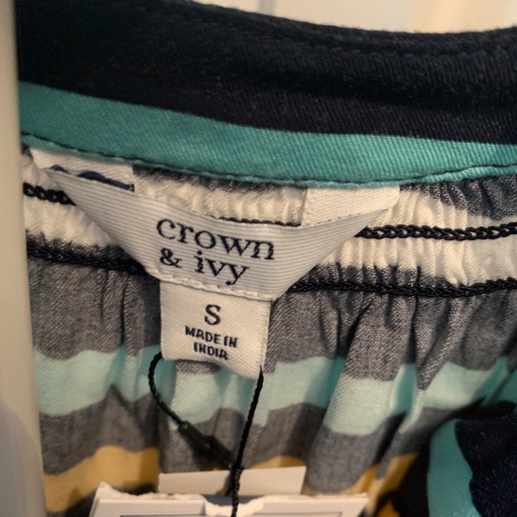 Crown & Ivy multi stripe peasant top nwt. Retail 59.50 - Picture 4 of 7